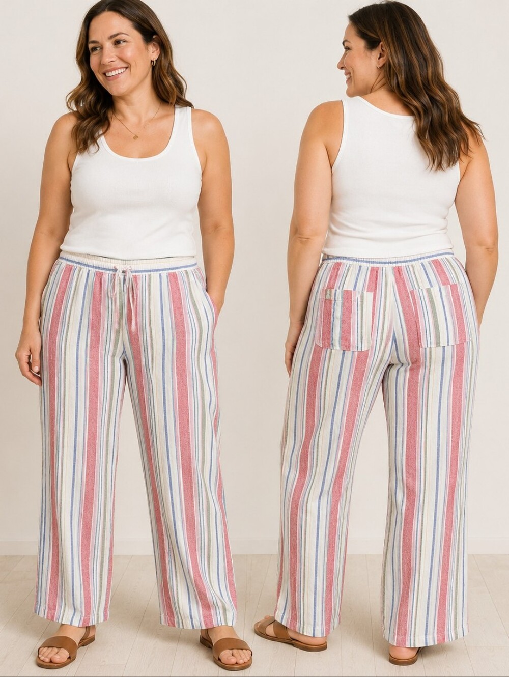 Old Navy Multicolor Striped Pull-On Pants Size L Coastal Casual • Coastal Grandm
